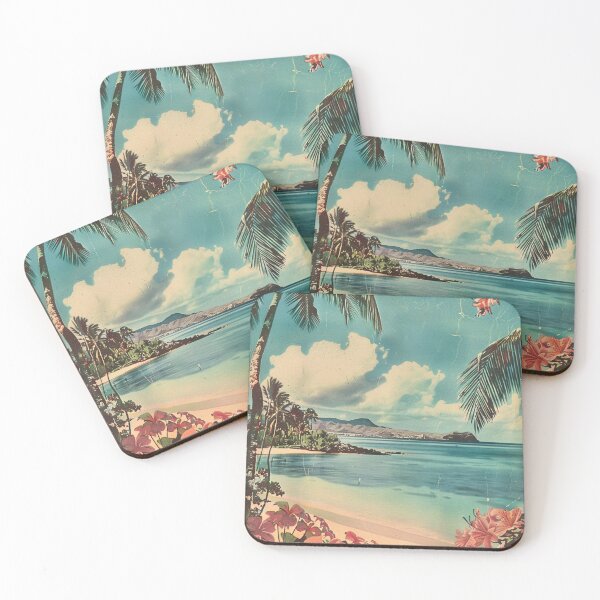 Item preview, Vintage Hawaii Beach Waves Flowers Tropical Vibe designed and sold by LVTFCOarts.