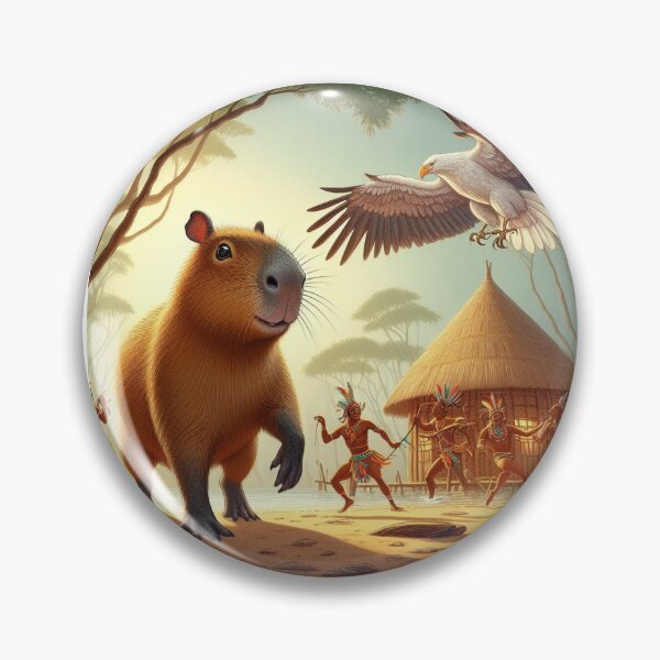 Item preview, Capybara Visits Aboriginal Tribe3 designed and sold by Capybara Art Lover.