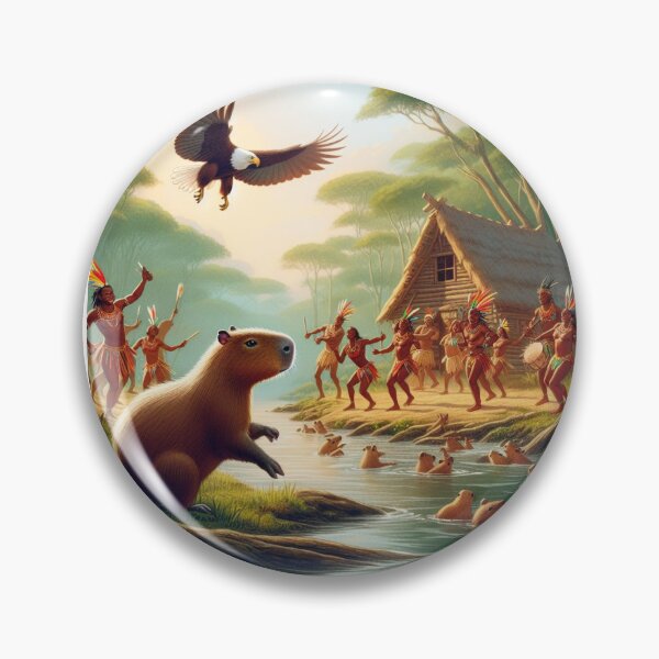Item preview, Capybara Visits Aboriginal Tribe4 designed and sold by Capybara Art Lover.