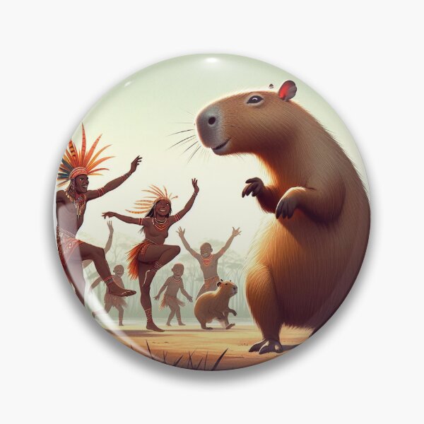 Item preview, Capybara Visits Aboriginal Tribe6 designed and sold by Capybara Art Lover.