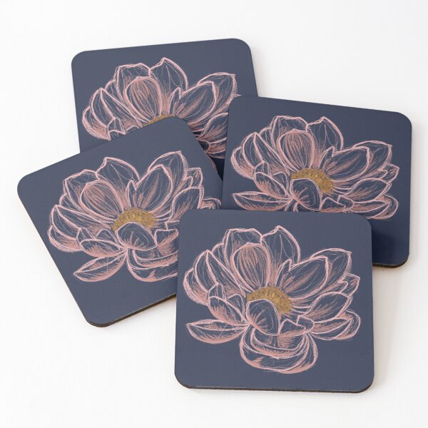 Item preview, Handdrawn Magnolia in peach and navy designed and sold by Michelle Armstrong.