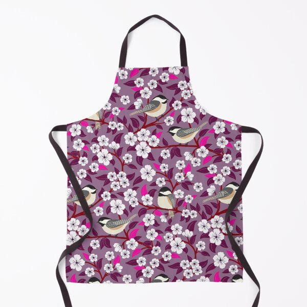 Item preview, Chickadee birds among the flowers on purple designed and sold by Jennifer Ladd.