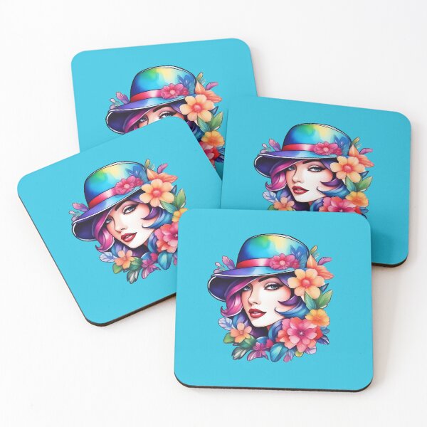 Item preview, woman in a floral hat designed and sold by Cosmicreations1.