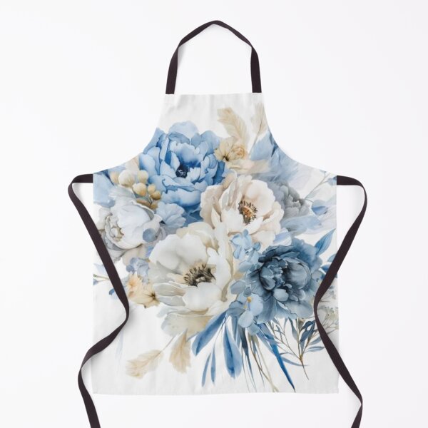 Artikelvorschau, Eleganter Blumenstrauß aus blauen und elfenbeinfarbenen Pfingstrosen, Rosen und Pampas entworfen und verkauft von PrettyPinkSkies.