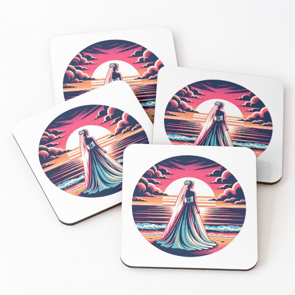 Item preview, Bride on the Beach with a Sunset designed and sold by PassionforLove.