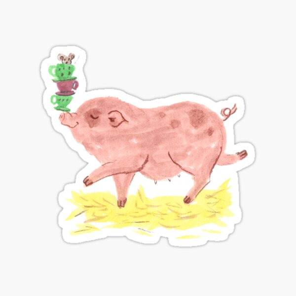 Pig Tea Party Illustration Sticker