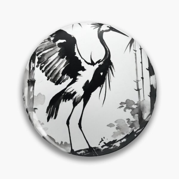 Artikelvorschau, Tranquil Sumi-e Heron Among Bamboo entworfen und verkauft von Marithrax.