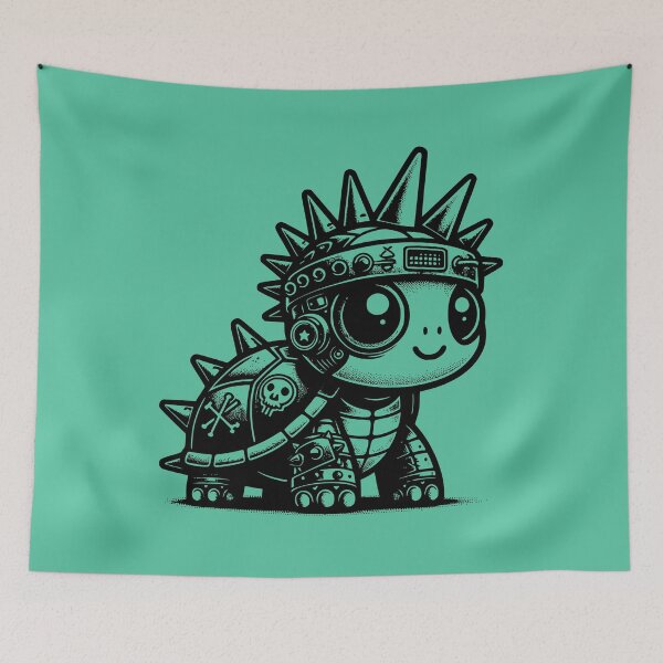 Item preview, Whimsigoth Cyberpunk Cyborg Turtle Vintage Inspired Art Design designed and sold by dreamsagellc.