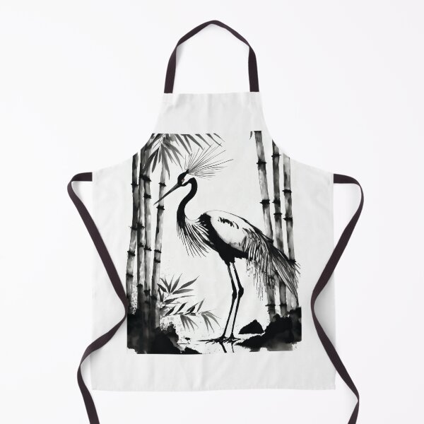 Aperçu de l'œuvre Tranquil Sumi-e Heron Among Bamboo créée et vendue par Marithrax.
