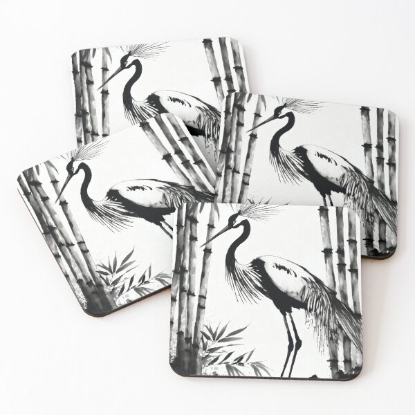 Artikelvorschau, Tranquil Sumi-e Heron Among Bamboo entworfen und verkauft von Marithrax.