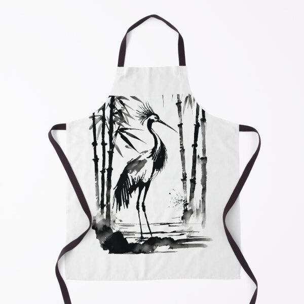 Aperçu de l'œuvre Tranquil Sumi-e Heron Among Bamboo créée et vendue par Marithrax.
