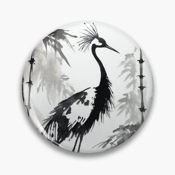 Artikelvorschau, Tranquil Sumi-e Heron Among Bamboo entworfen und verkauft von Marithrax.