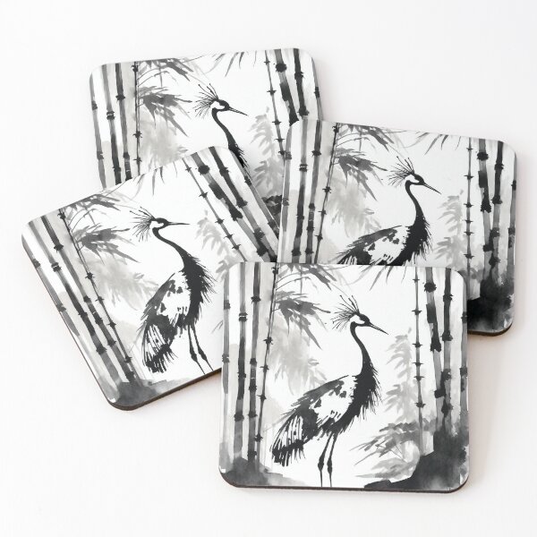Artikelvorschau, Tranquil Sumi-e Heron Among Bamboo entworfen und verkauft von Marithrax.