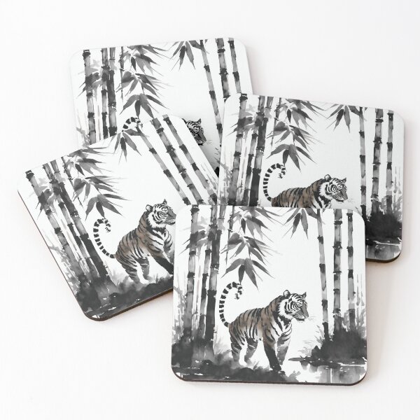 Artikelvorschau, Tranquil Sumi-e Tiger Among Bamboo entworfen und verkauft von Marithrax.