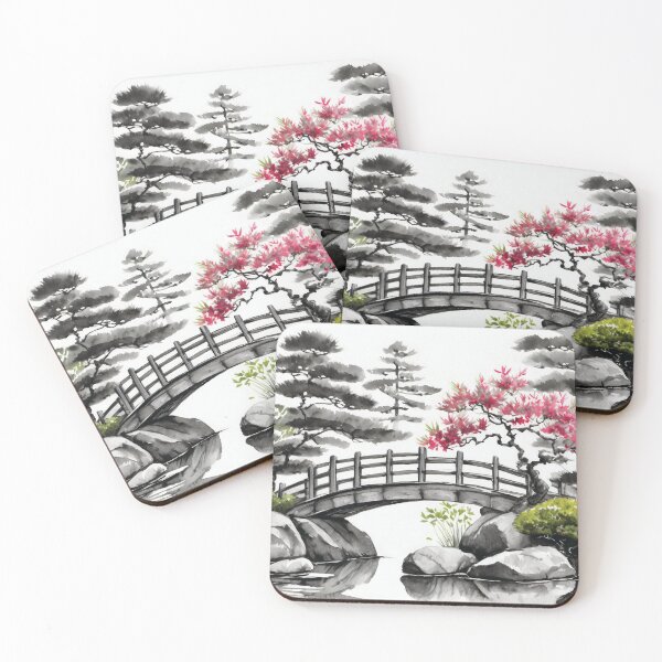 Artikelvorschau, Tranquil Sumi-e Serenity Lake Bridge entworfen und verkauft von Marithrax.