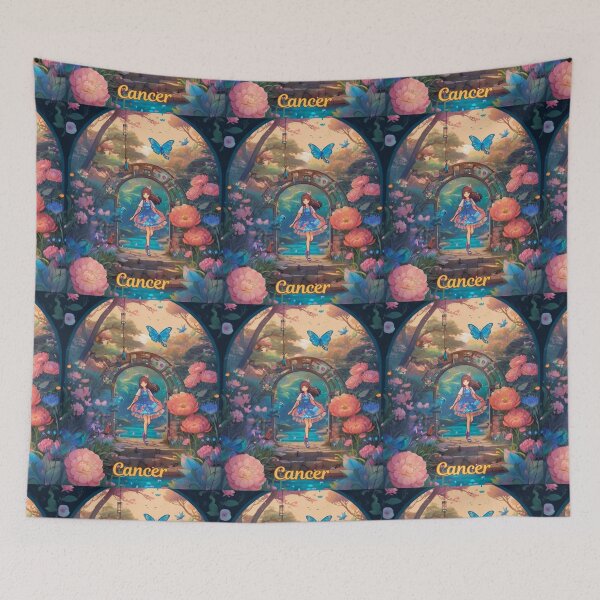 Item preview, Cancer Portrait. cute girl, japanese garden designed and sold by ZodiacWonders.
