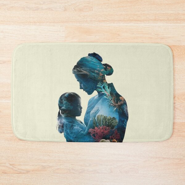 Item preview, Colorful Coral Reef Silhouette of a Little Girl and Her Mother designed and sold by Vicky021.