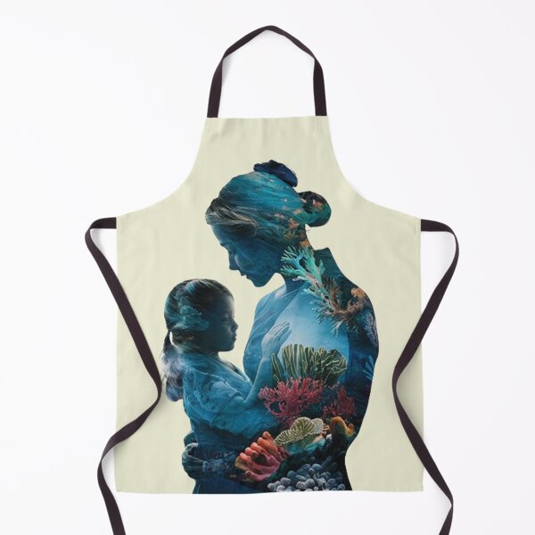Item preview, Colorful Coral Reef Silhouette of a Little Girl and Her Mother designed and sold by Vicky021.