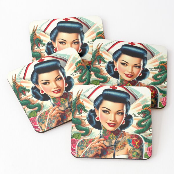 Item preview, Hot Tattooed Nurse designed and sold by PulpVintage.