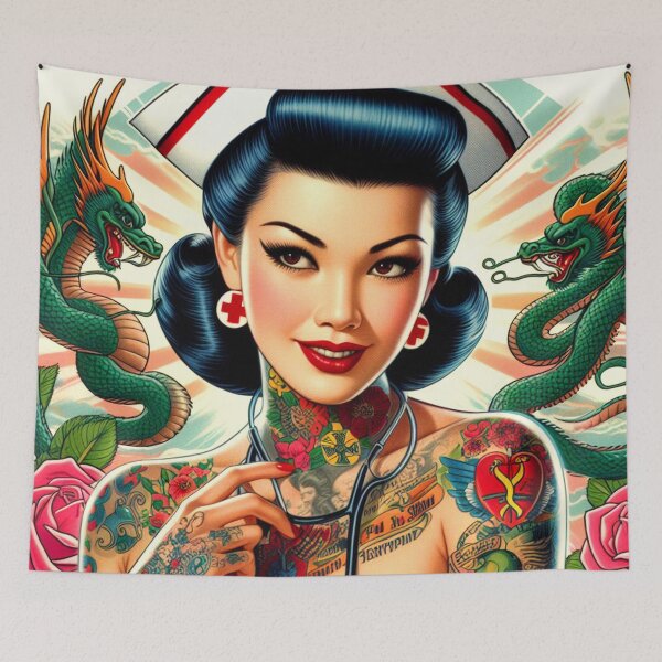 Item preview, Hot Tattooed Nurse designed and sold by PulpVintage.