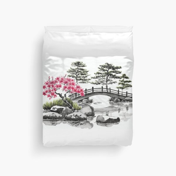 Artikelvorschau, Tranquil Sumi-e Serenity Lake Bridge entworfen und verkauft von Marithrax.