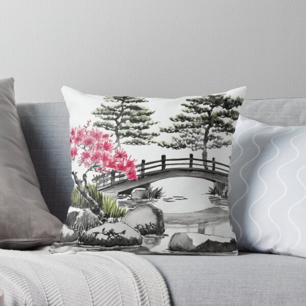 Item preview, Tranquil Sumi-e Serenity Lake Bridge designed and sold by Marithrax.