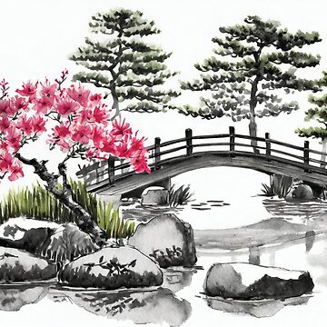 Vorschaubild zum Design Tranquil Sumi-e Serenity Lake Bridge von Marithrax