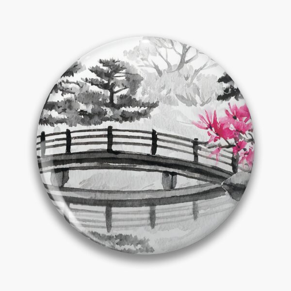 Artikelvorschau, Tranquil Sumi-e Serenity Lake Bridge entworfen und verkauft von Marithrax.
