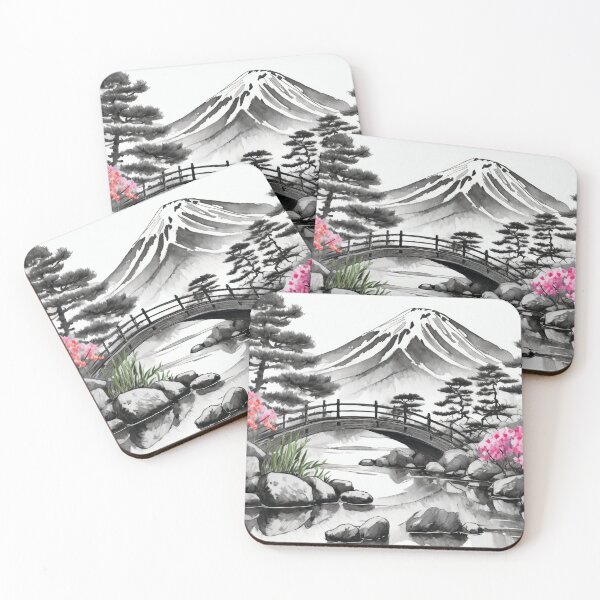 Artikelvorschau, Tranquil Sumi-e Serenity Lake Bridge entworfen und verkauft von Marithrax.