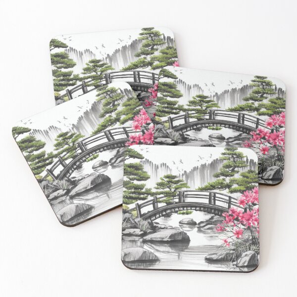 Artikelvorschau, Tranquil Sumi-e Serenity Lake Bridge entworfen und verkauft von Marithrax.