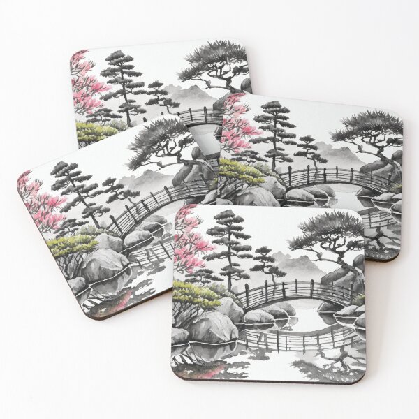 Artikelvorschau, Tranquil Sumi-e Serenity Lake Bridge entworfen und verkauft von Marithrax.