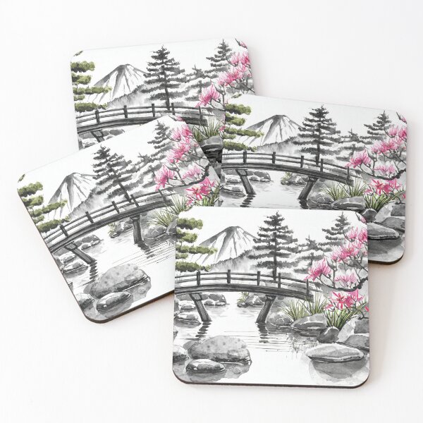 Artikelvorschau, Tranquil Sumi-e Serenity Lake Bridge entworfen und verkauft von Marithrax.