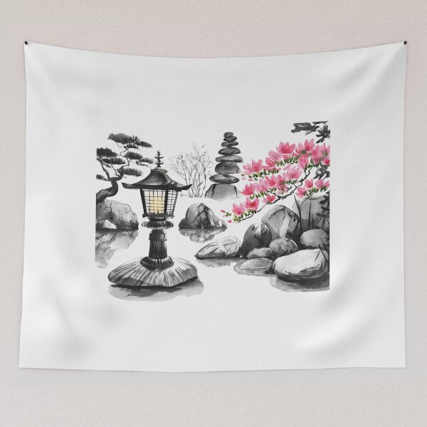 Item preview, Tranquil Sumi-e Serenity Lake Bridge designed and sold by Marithrax.