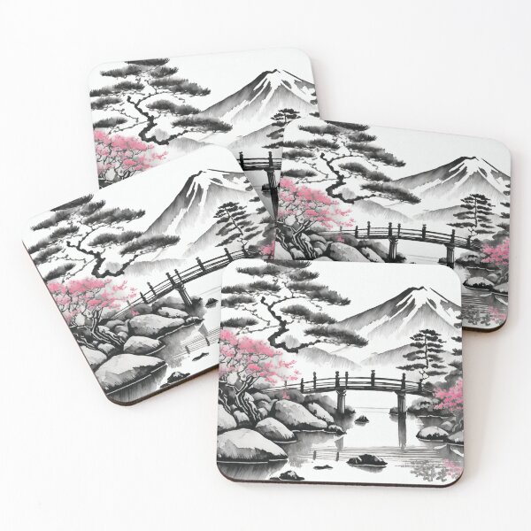 Artikelvorschau, Tranquil Sumi-e Serenity Lake Bridge entworfen und verkauft von Marithrax.