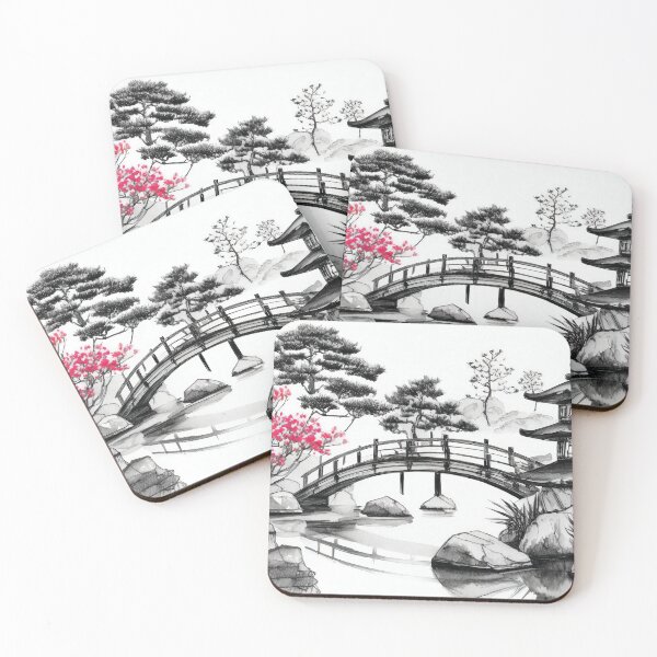 Artikelvorschau, Tranquil Sumi-e Serenity Lake Bridge entworfen und verkauft von Marithrax.
