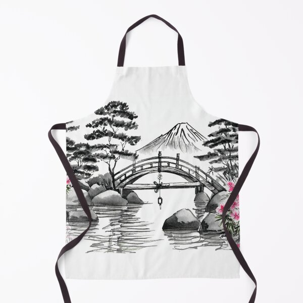 Aperçu de l'œuvre Tranquil Sumi-e Serenity Lake Bridge créée et vendue par Marithrax.