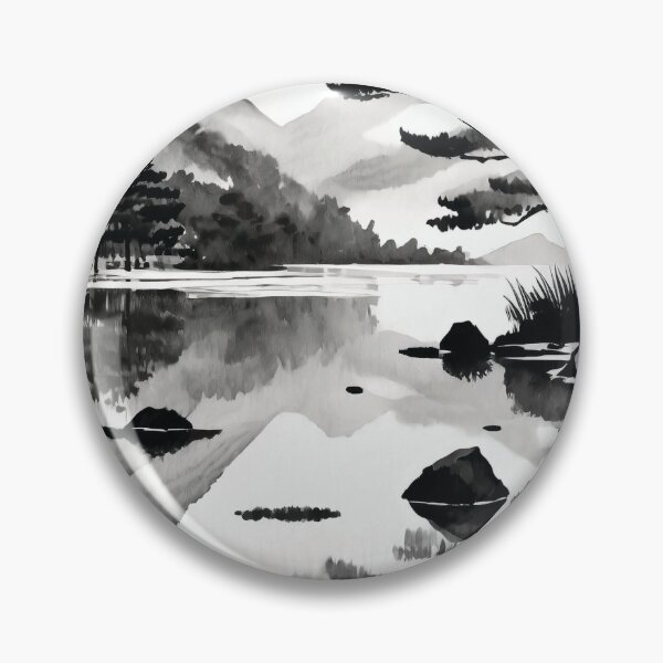 Artikelvorschau, Tranquil Sumi-e Serenity Lake Mountains entworfen und verkauft von Marithrax.