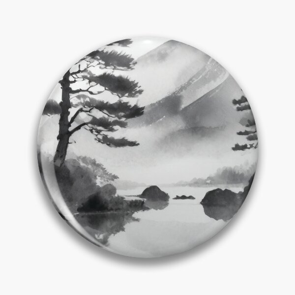 Artikelvorschau, Tranquil Sumi-e Serenity Lake Mountains entworfen und verkauft von Marithrax.
