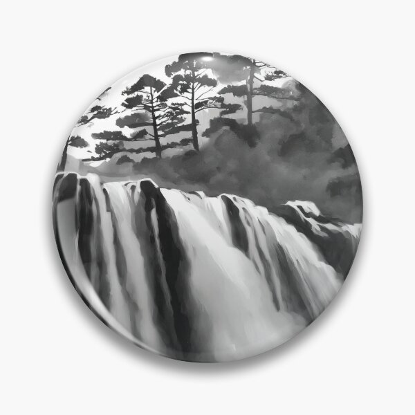 Artikelvorschau, Sumi-E Waterfall Forest Mountains entworfen und verkauft von Marithrax.