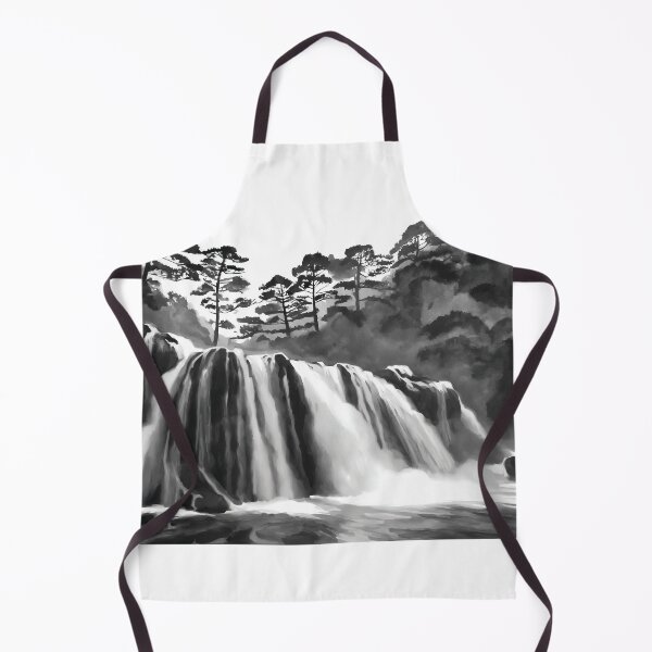 Aperçu de l'œuvre Sumi-E Waterfall Forest Mountains créée et vendue par Marithrax.