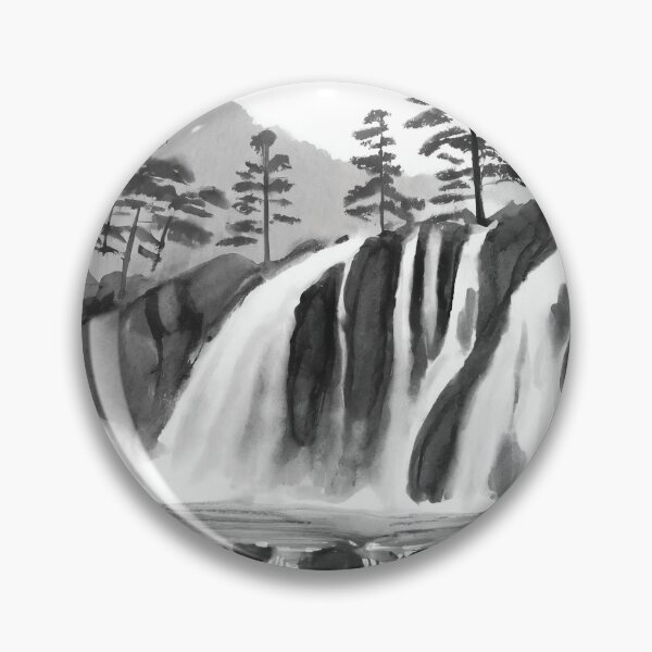 Artikelvorschau, Sumi-E Waterfall Forest Mountains entworfen und verkauft von Marithrax.