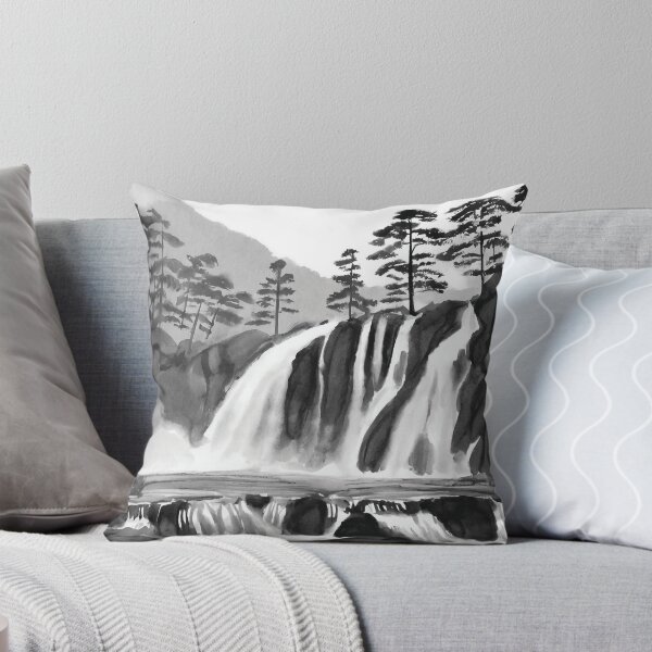 Aperçu de l'œuvre Sumi-E Waterfall Forest Mountains créée et vendue par Marithrax.