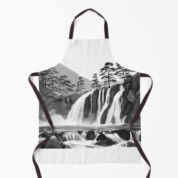 Aperçu de l'œuvre Sumi-E Waterfall Forest Mountains créée et vendue par Marithrax.
