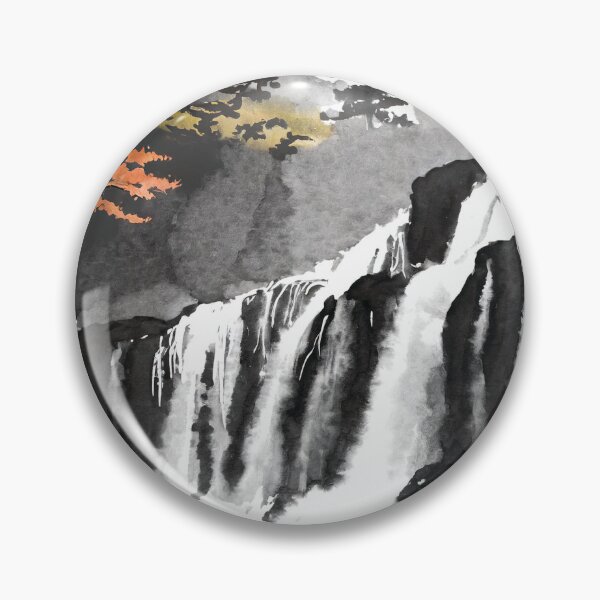 Artikelvorschau, Sumi-E Waterfall Forest Mountains entworfen und verkauft von Marithrax.