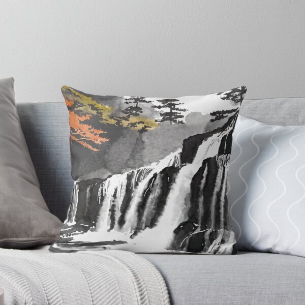 Item preview, Sumi-E Waterfall Forest Mountains designed and sold by Marithrax.