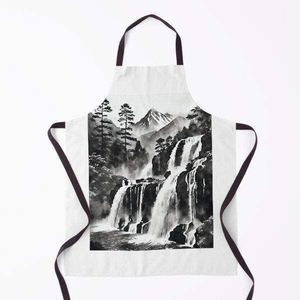 Aperçu de l'œuvre Sumi-E Waterfall Forest Mountains créée et vendue par Marithrax.