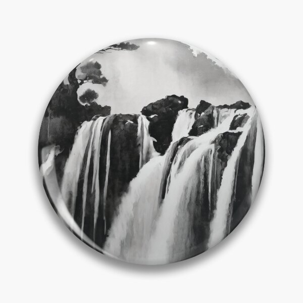 Artikelvorschau, Sumi-E Waterfall Forest Mountains entworfen und verkauft von Marithrax.