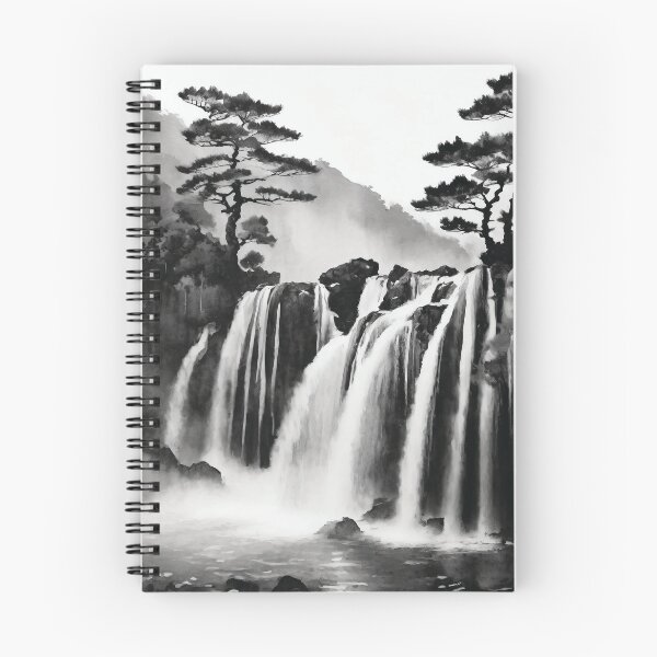 Item preview, Sumi-E Waterfall Forest Mountains designed and sold by Marithrax.