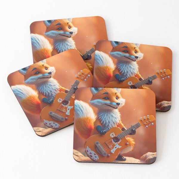 Item preview, Fox Portrait. fox playing guitar designed and sold by FoxVibes.
