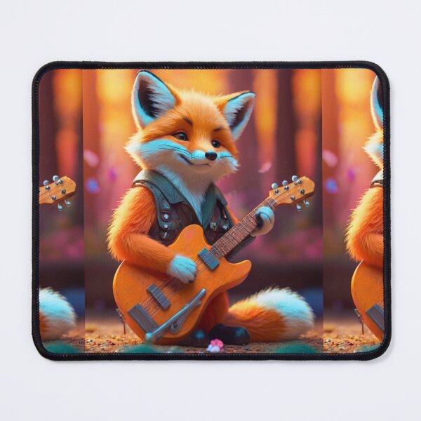 Item preview, Fox Portrait. fox playing guitar designed and sold by FoxVibes.